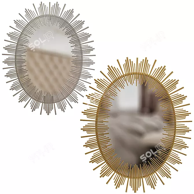 Orlando Gold Sunburst Mirror: Elegant & Versatile Home Decor 3D model image 1