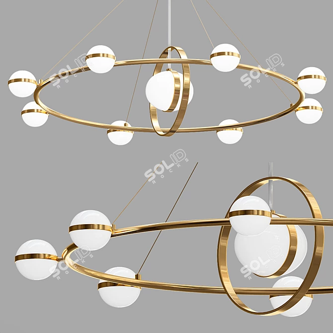 Circular LED Chandeliers with Ring Frames 3D model image 1