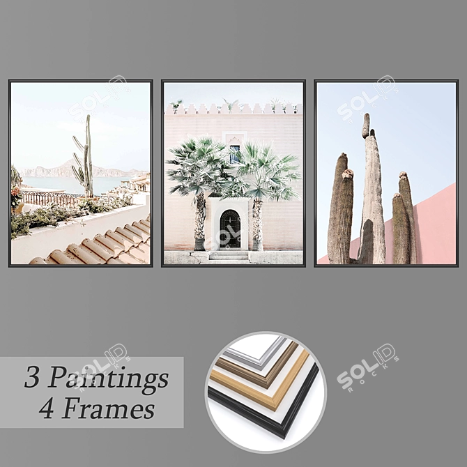 Modern Wall Art Set 3D model image 1