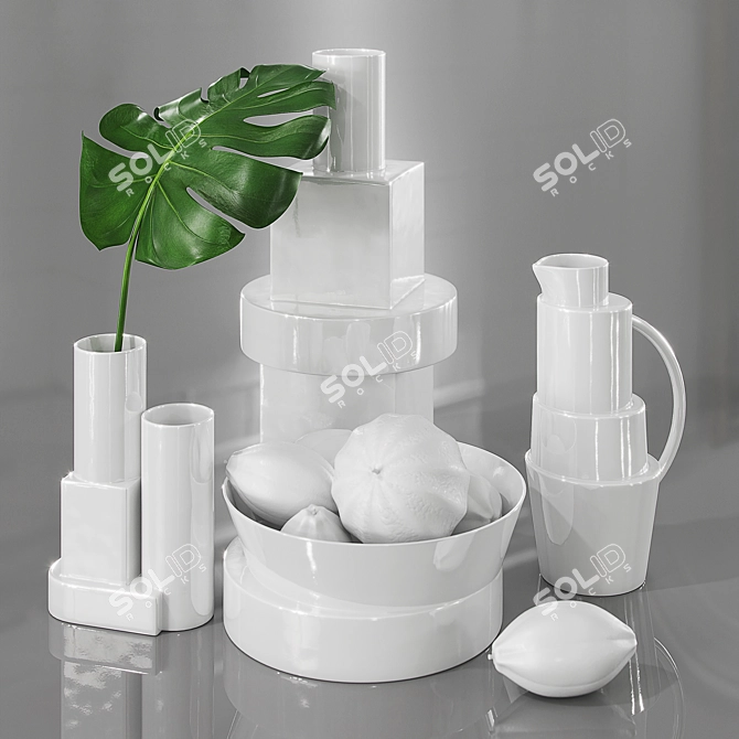 TomDixon Block Set - Minimalist Tableware 3D model image 2