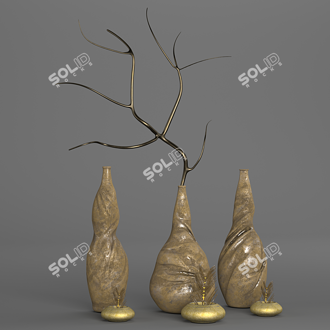 Vintage Decor Vases 3D model image 1