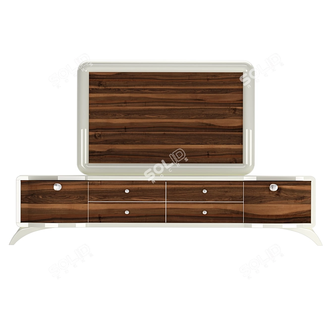 Elegant Oval Lacquer & Wood TV Unit 3D model image 1