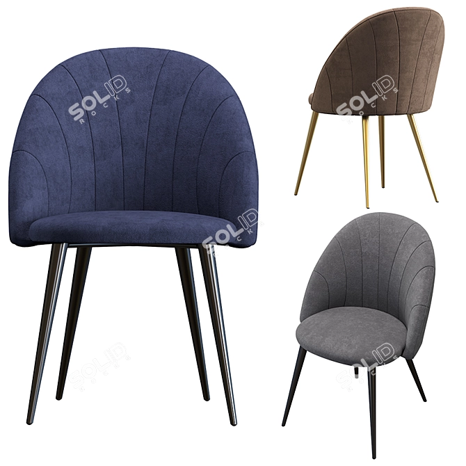 Parisian Velvet Chair 3D model image 3