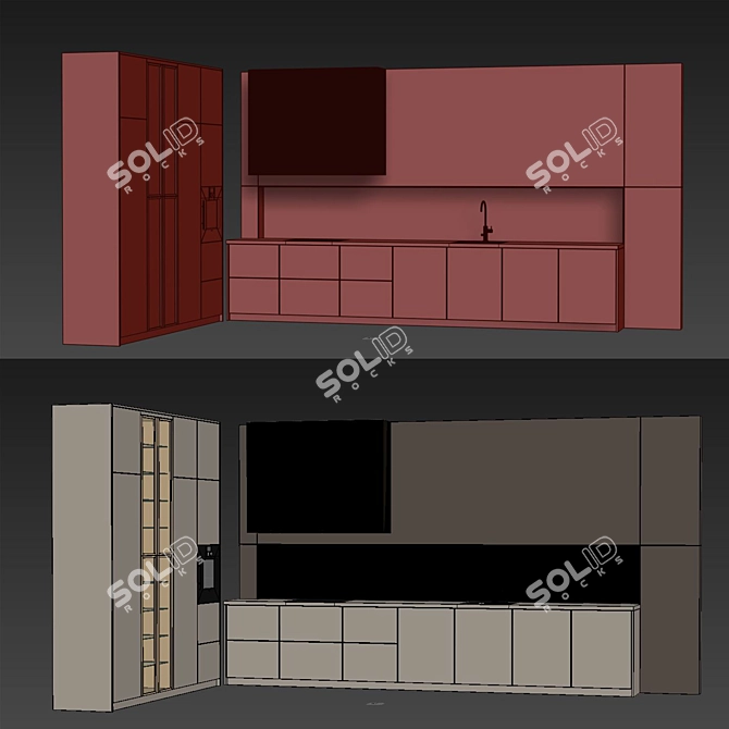 Modern Kitchen Cabinet 3D Model 3D model image 7