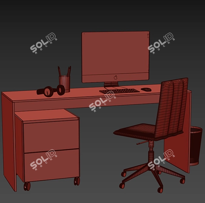 Efficient Workstation Set 3D model image 2