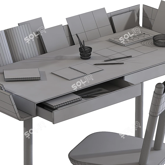 Streamline Writing Desk 3D model image 5