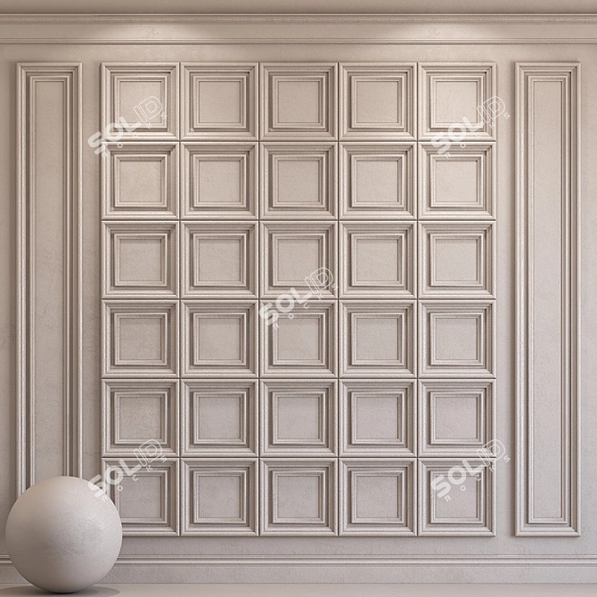 Elegant Plaster Molding Gray 3D model image 1