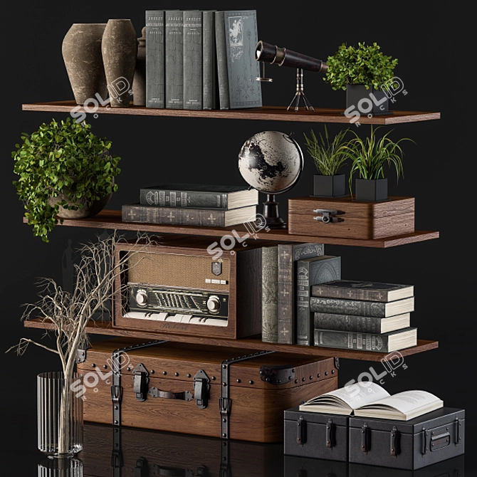 Elegant Shelf Decor Set 3D model image 2