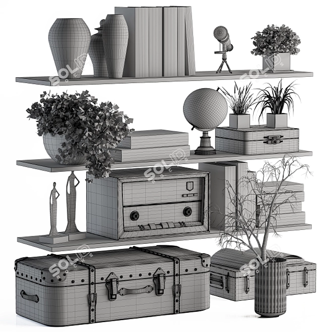 Elegant Shelf Decor Set 3D model image 5