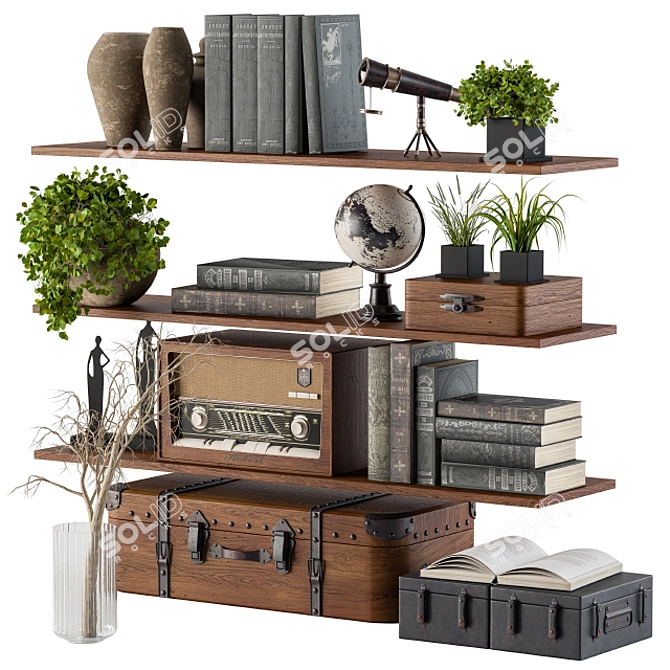 Elegant Shelf Decor Set 3D model image 6