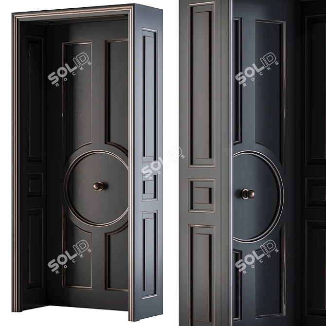 Elegant Black Classical Door 3D model image 1