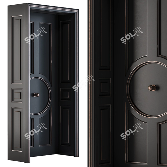 Elegant Black Classical Door 3D model image 2