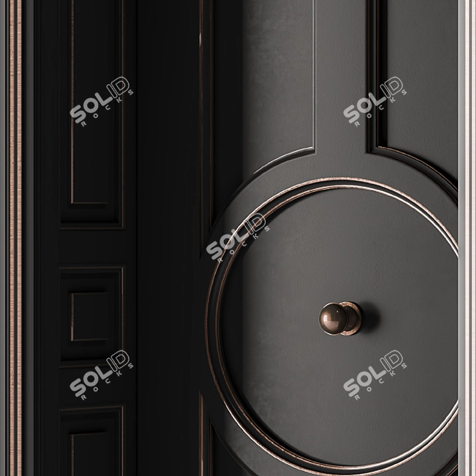 Elegant Black Classical Door 3D model image 3