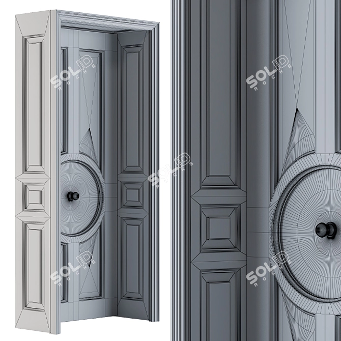 Elegant Black Classical Door 3D model image 4