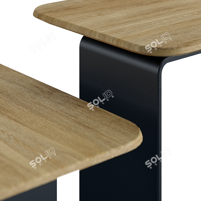 Gloster Clamp - Stylish Teak and Aluminum Table 3D model image 3