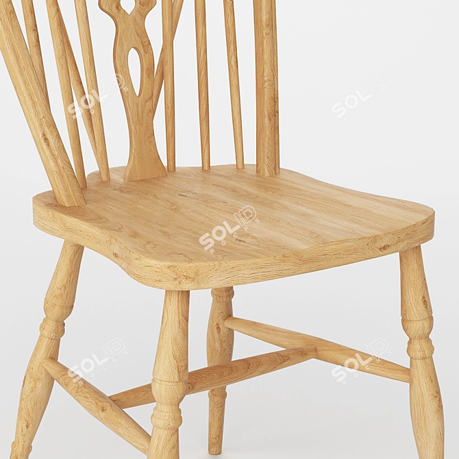 Vintage Windsor Wood Chair 3D model image 2