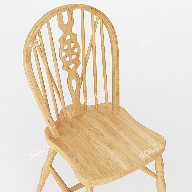 Vintage Windsor Wood Chair 3D model image 3