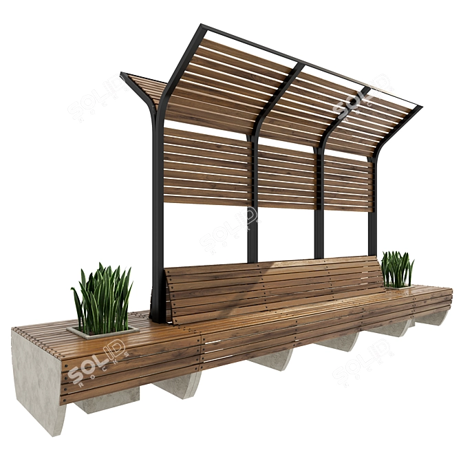 Modern 3D Bench with Textures 3D model image 1