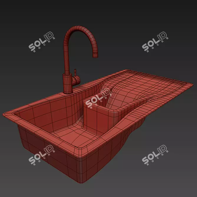 Elegant Sink and Faucet Set 3D model image 3