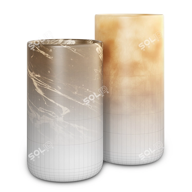 Ethereal Alabaster Pots 3D model image 2