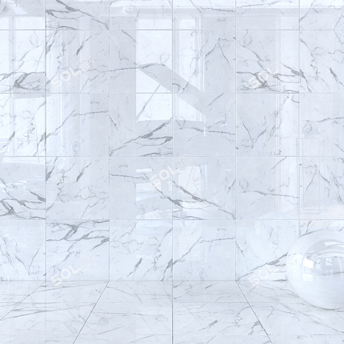 Elegant Legacy White Wall Tiles 3D model image 1