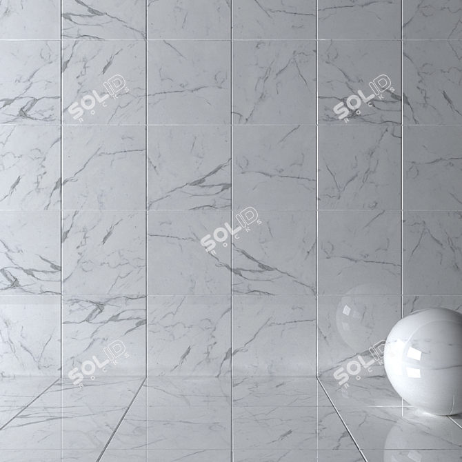 Elegant Legacy White Wall Tiles 3D model image 2