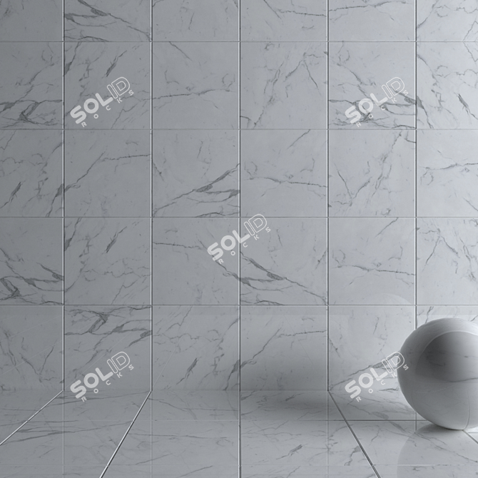 Elegant Legacy White Wall Tiles 3D model image 3