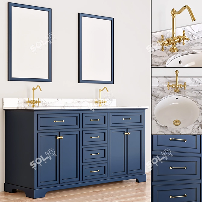 Modern 3-Piece Bathroom Vanity Set 3D model image 2