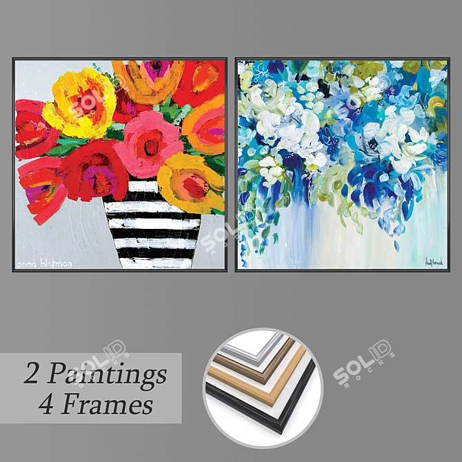 Elegant Wall Art Set No. 915 with Versatile Frames 3D model image 1