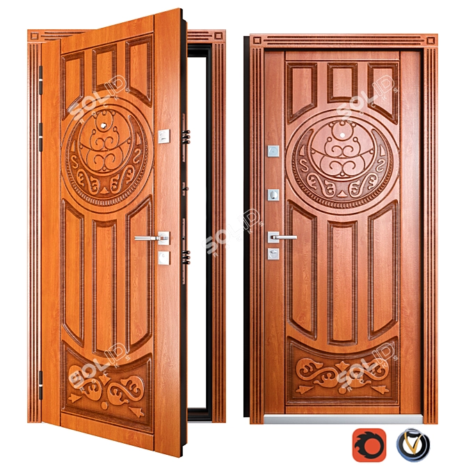 Secure Luck Entrance Metal Door 3D model image 1