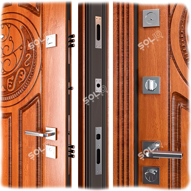Secure Luck Entrance Metal Door 3D model image 2