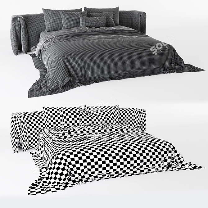 Modern Scandinavian Style Dunvik Bed 3D model image 4