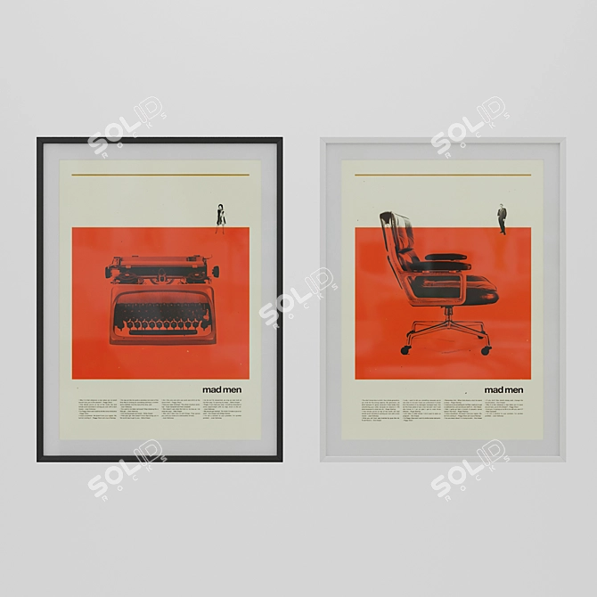 Retro Cool: Eames Chair & Typewriter Posters 3D model image 1