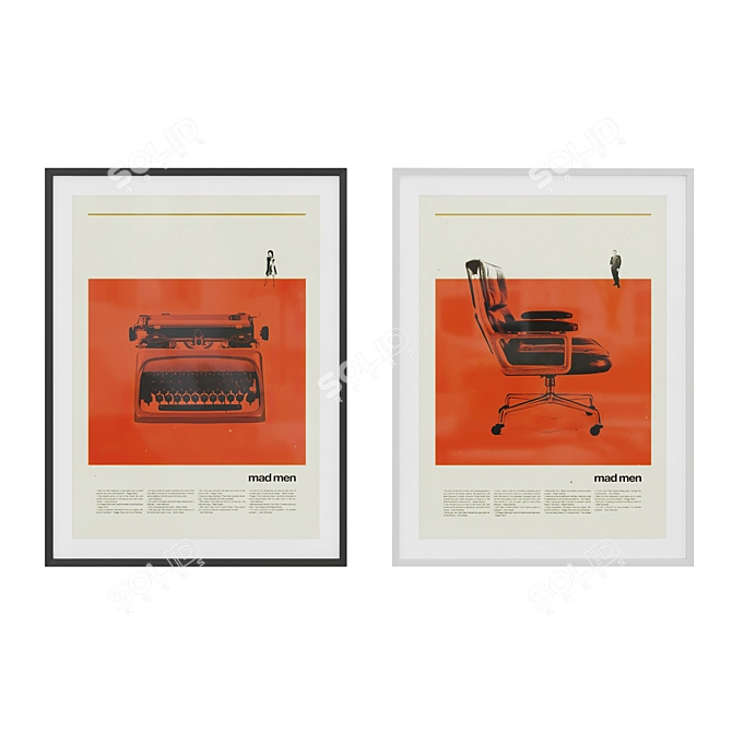 Retro Cool: Eames Chair & Typewriter Posters 3D model image 3