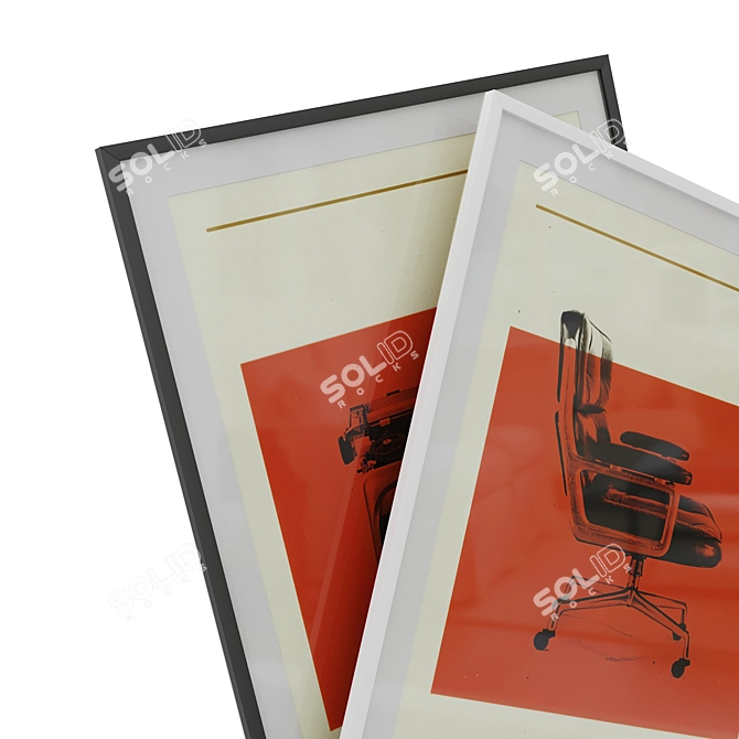 Retro Cool: Eames Chair & Typewriter Posters 3D model image 4