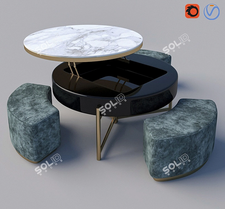 Elegant Chaji Coffee Table 3D model image 5