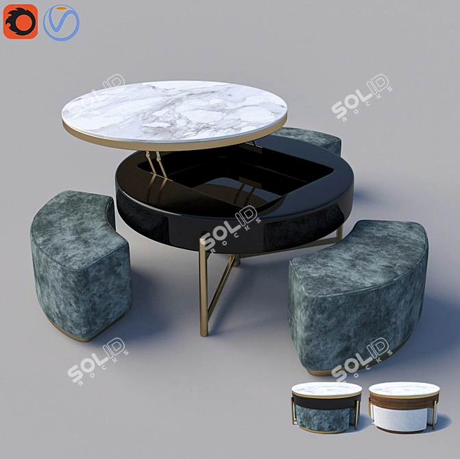 Elegant Chaji Coffee Table 3D model image 7