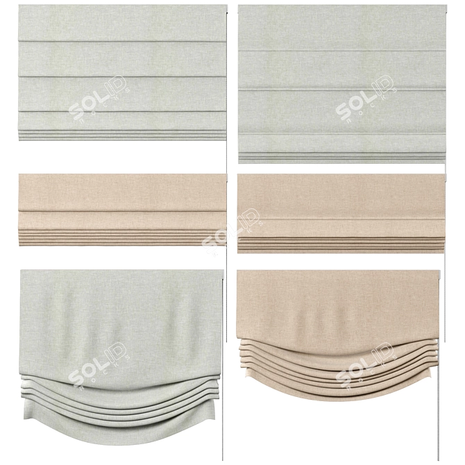 Versatile Roman Curtains Set | 5 Types 3D model image 3
