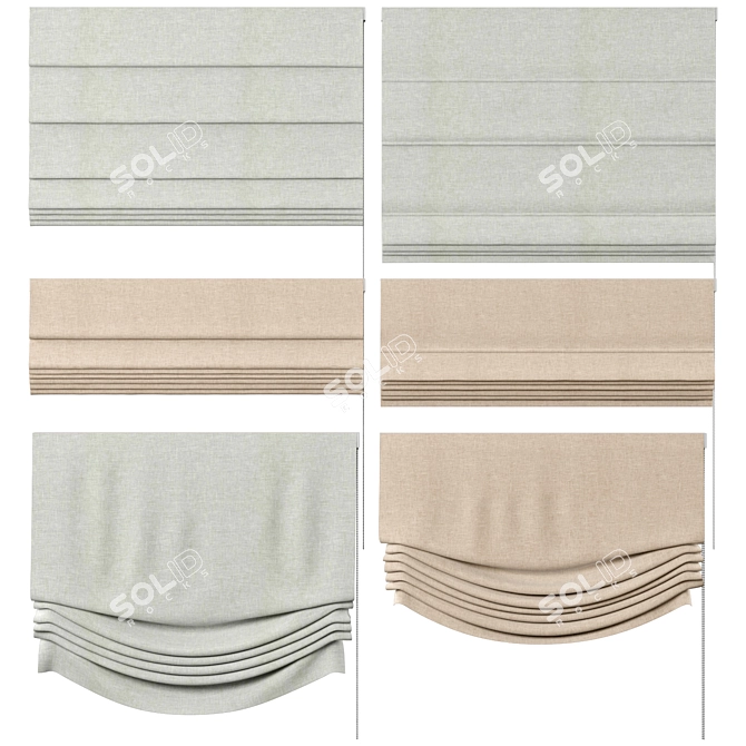 Roman Curtains Collection | 5 Elegant Styles 3D model image 3