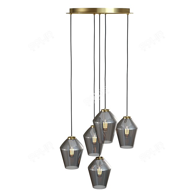 Sleek Angled Pendant Light 3D model image 3