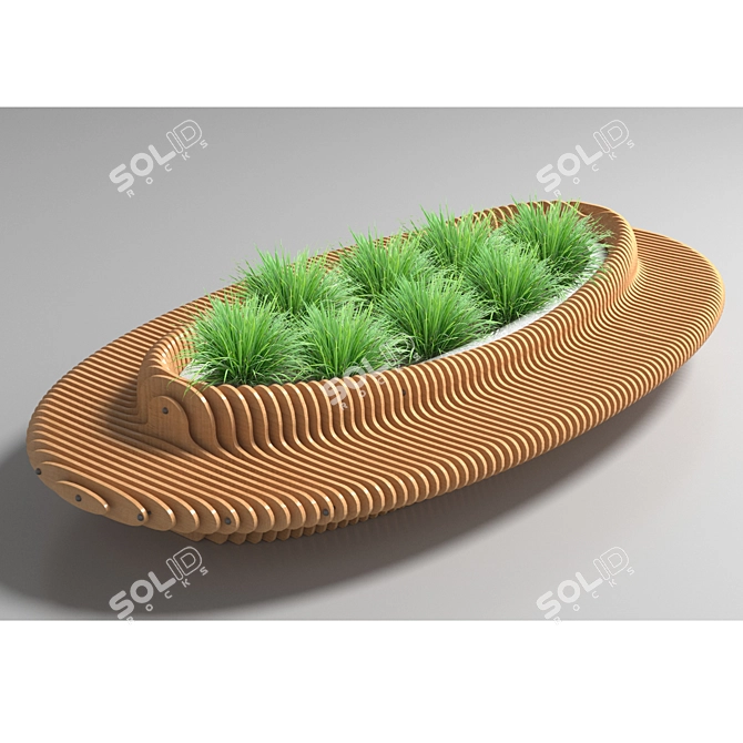 Modern Parametric Bench with Refined Floral Display 3D model image 2