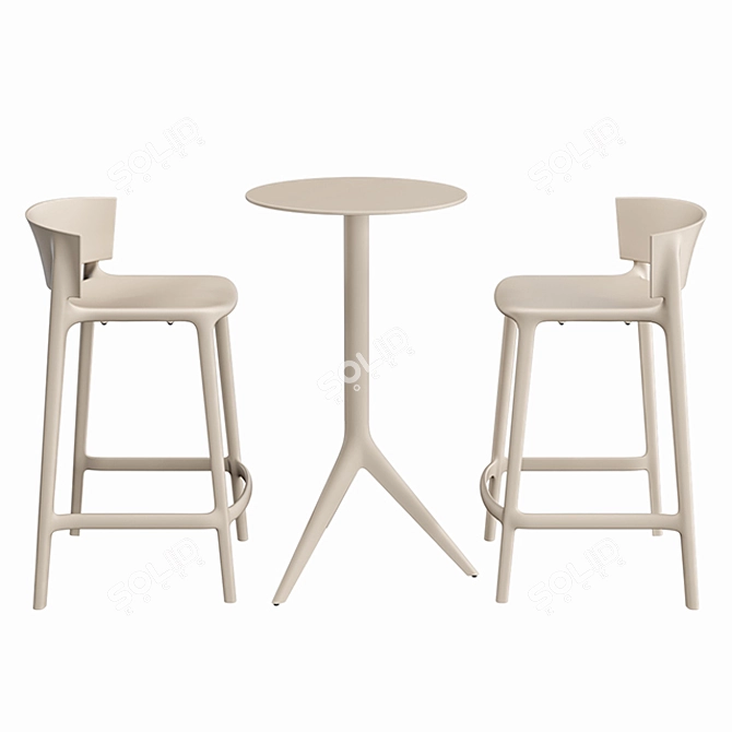 Modern Vondom Mari-Sol Table & Africa Bar Stool 3D model image 3