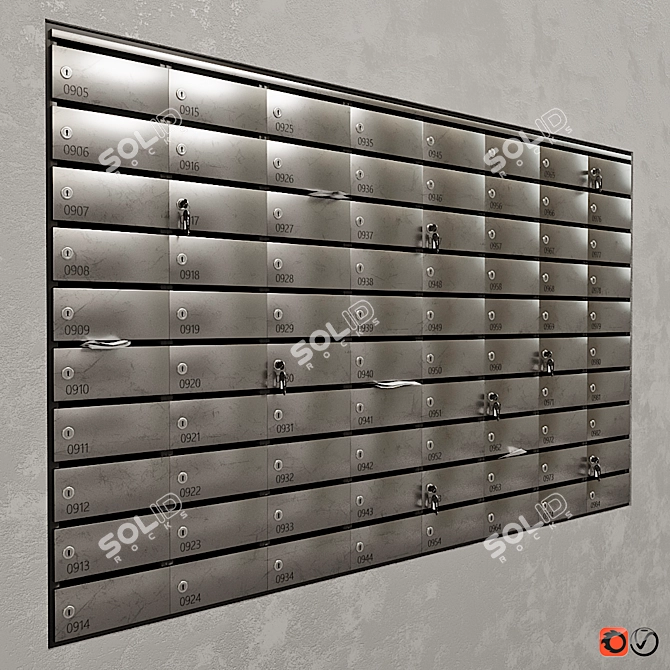 Compact Wall-Mount Mailbox 3D model image 2