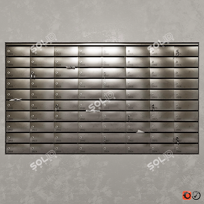 Compact Wall-Mount Mailbox 3D model image 3