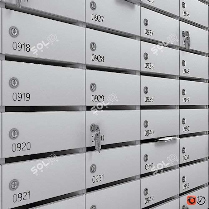 Compact Wall-Mount Mailbox 3D model image 5