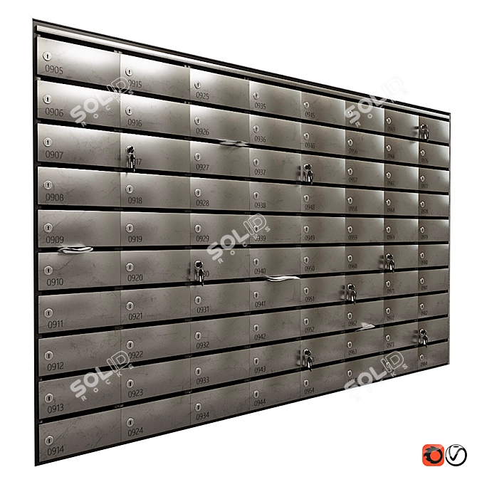 Compact Wall-Mount Mailbox 3D model image 8