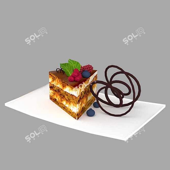 Delicious Berry Mint Dessert with Colorful Presentation 3D model image 7