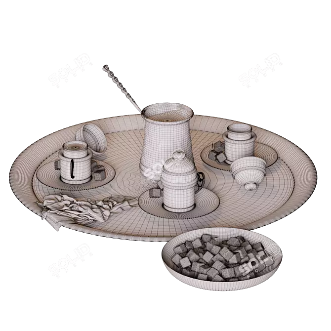 Exquisite Turkish Delight Coffee Set 3D model image 3