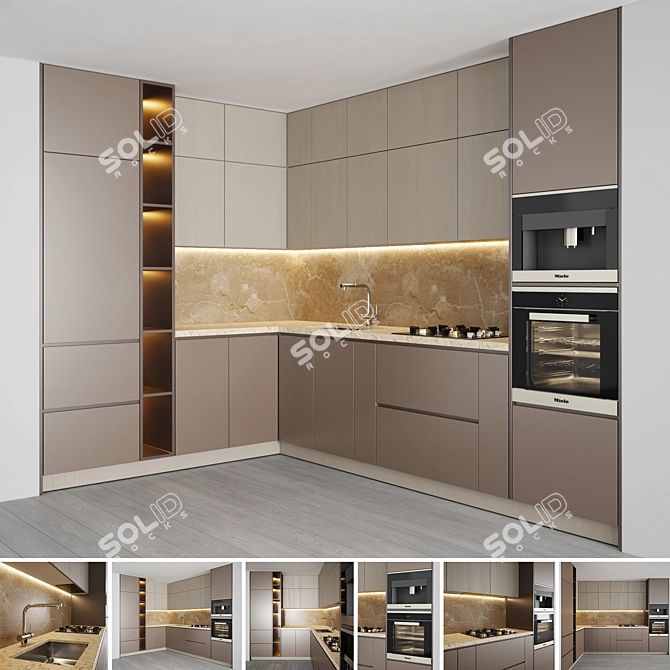 Modern Kitchen Set 023 3D model image 1