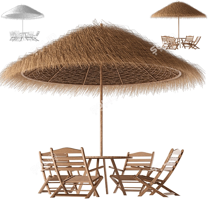 Bamboo Zen Gazebo 3D model image 1